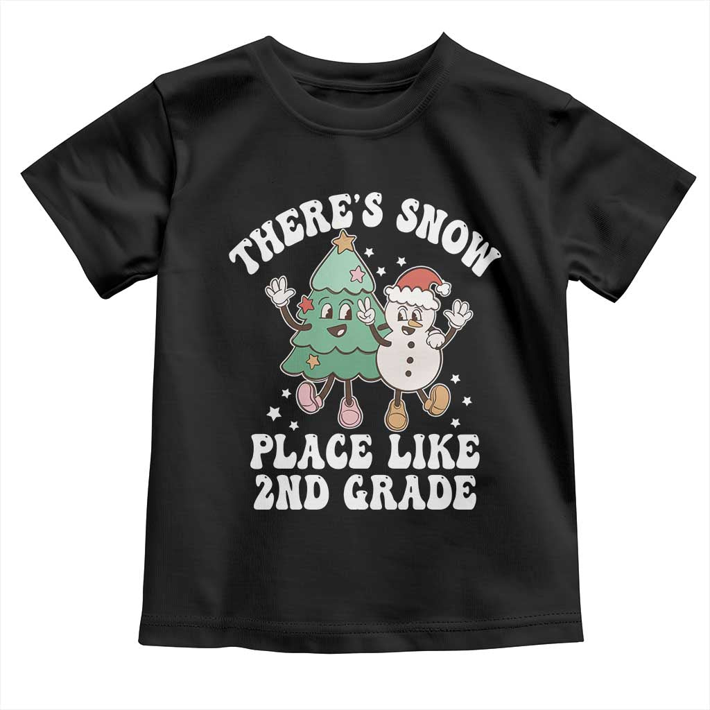 Christmas Teacher Toddler T Shirt There’s Snow Place Like 2nd Grade Merry Xmas Retro Groovy