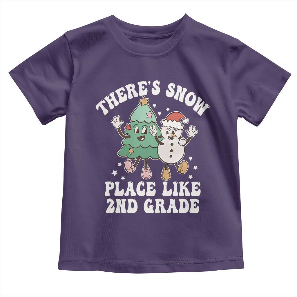 Christmas Teacher Toddler T Shirt There’s Snow Place Like 2nd Grade Merry Xmas Retro Groovy
