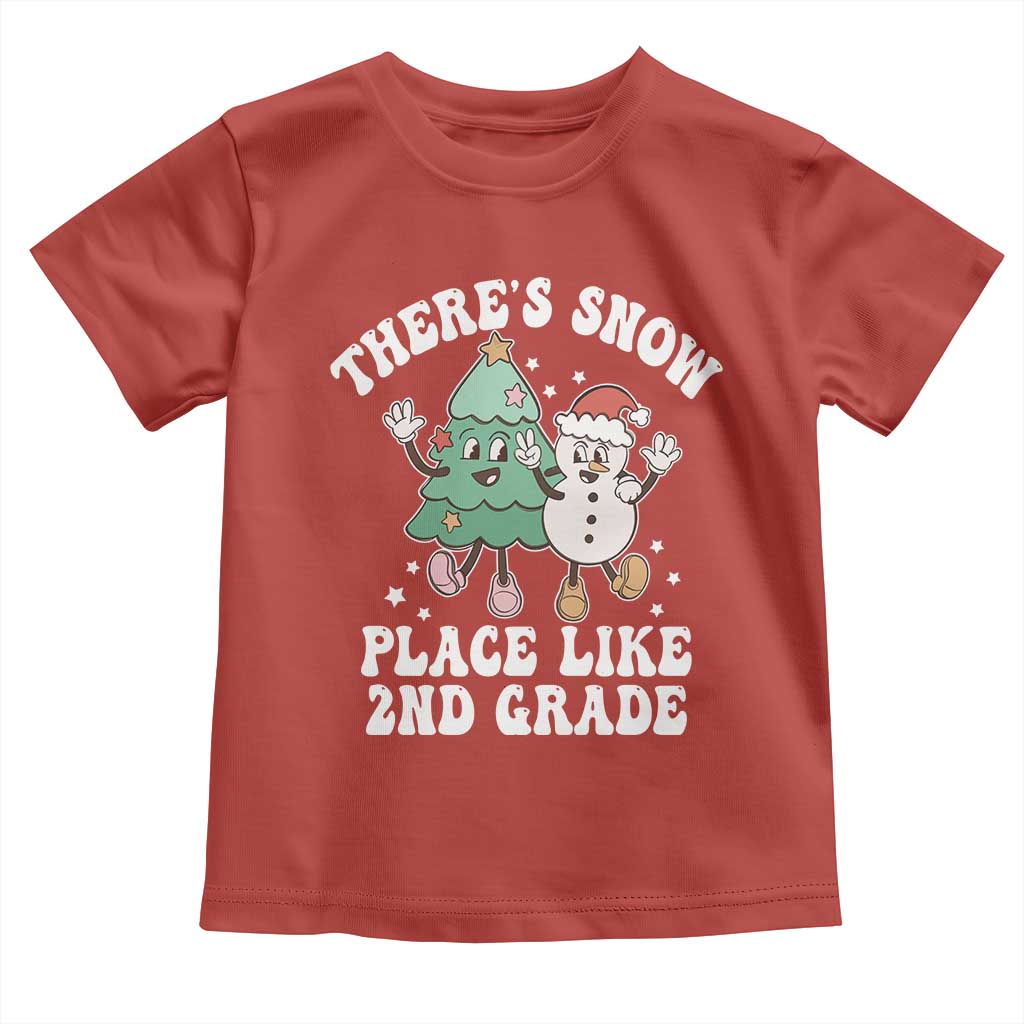 Christmas Teacher Toddler T Shirt There’s Snow Place Like 2nd Grade Merry Xmas Retro Groovy
