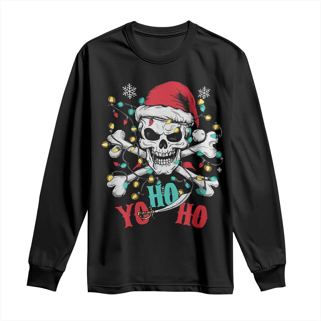 Christmas Pirate Skull Long Sleeve Shirt Yo Ho Ho Boat Cruise Xmas Crossbones