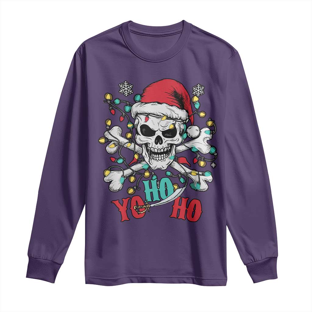 Christmas Pirate Skull Long Sleeve Shirt Yo Ho Ho Boat Cruise Xmas Crossbones