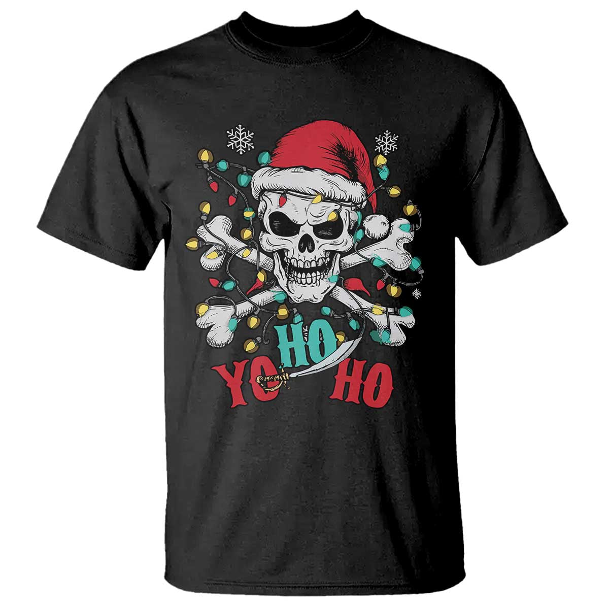Christmas Pirate Skull T Shirt Yo Ho Ho Boat Cruise Xmas Crossbones - Wonder Print Shop