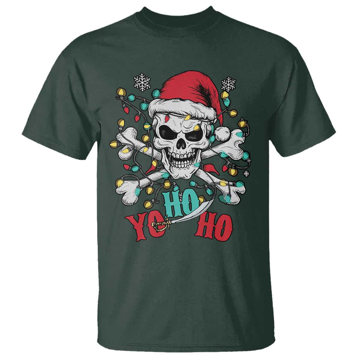 Christmas Pirate Skull T Shirt Yo Ho Ho Boat Cruise Xmas Crossbones - Wonder Print Shop