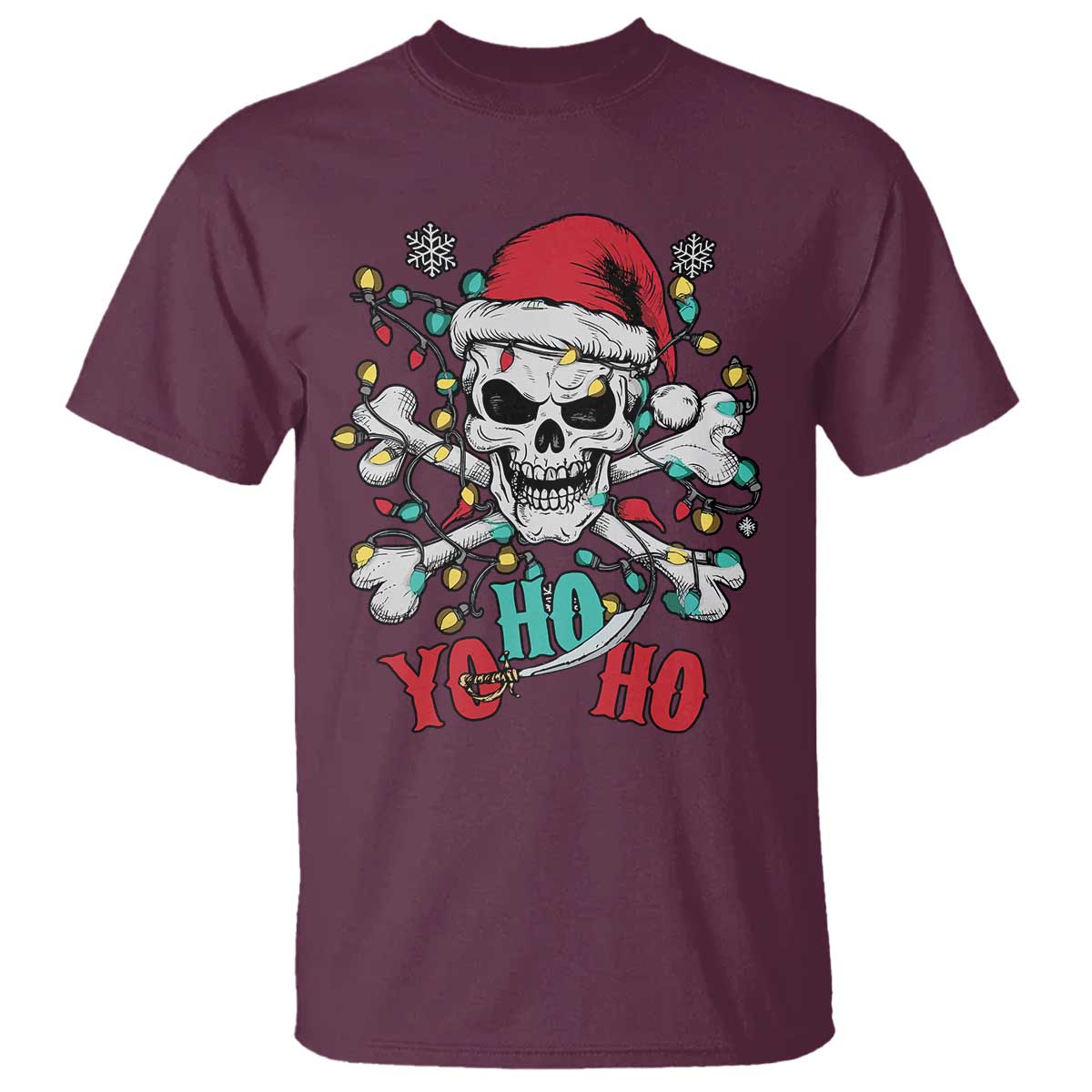 Christmas Pirate Skull T Shirt Yo Ho Ho Boat Cruise Xmas Crossbones - Wonder Print Shop