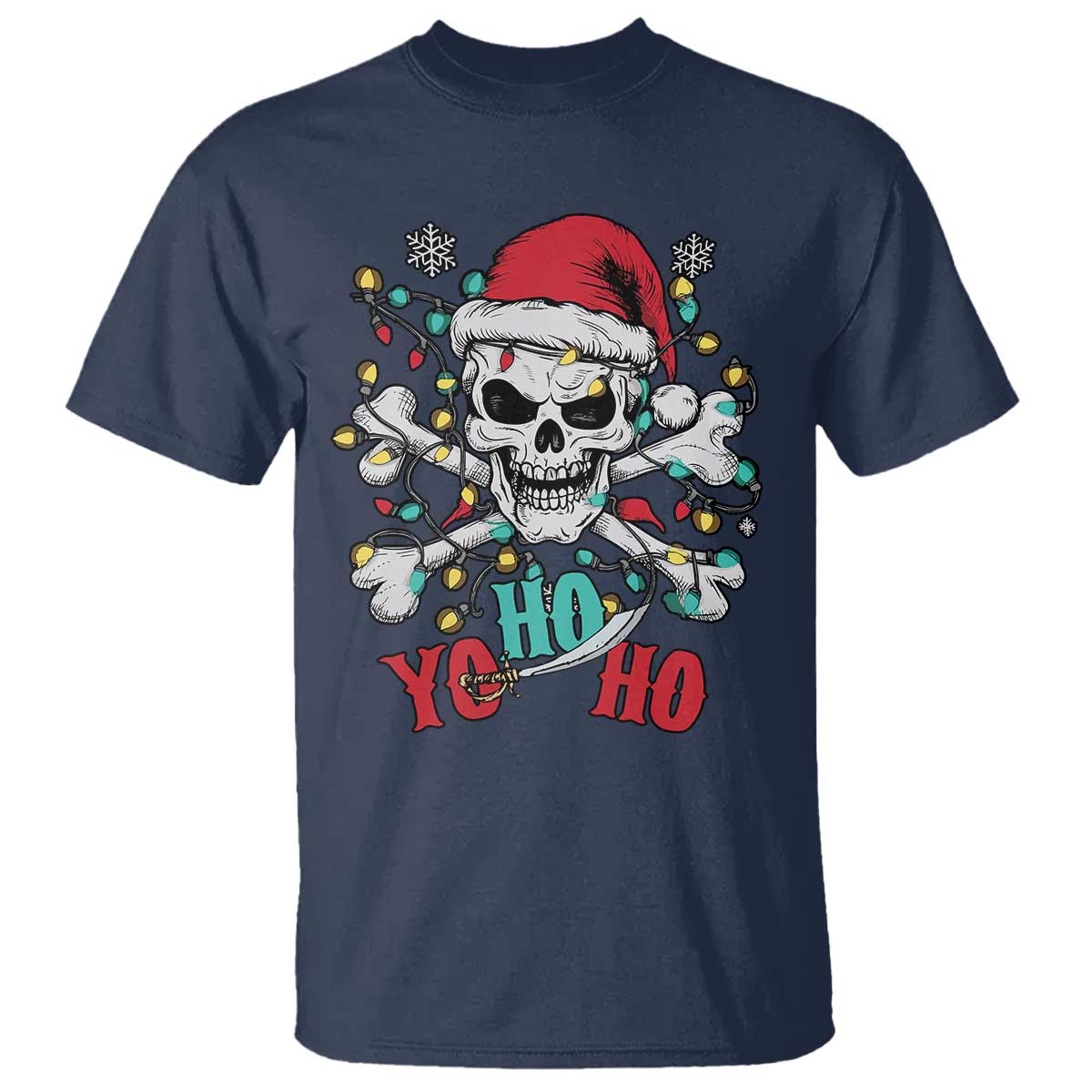 Christmas Pirate Skull T Shirt Yo Ho Ho Boat Cruise Xmas Crossbones - Wonder Print Shop