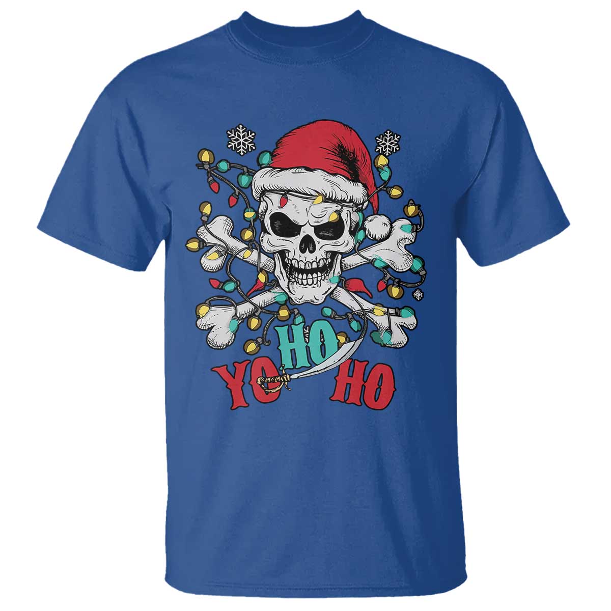 Christmas Pirate Skull T Shirt Yo Ho Ho Boat Cruise Xmas Crossbones - Wonder Print Shop