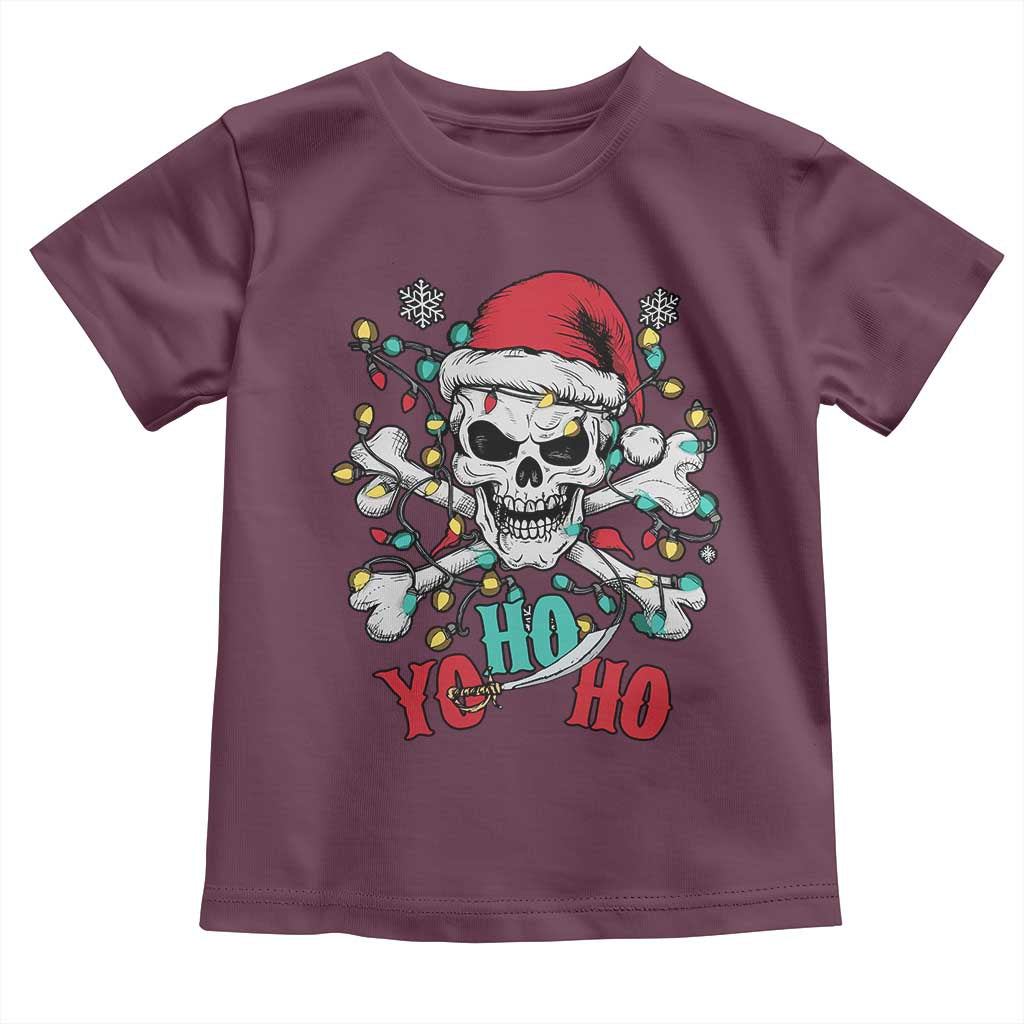 Christmas Pirate Skull Toddler T Shirt Yo Ho Ho Boat Cruise Xmas Crossbones