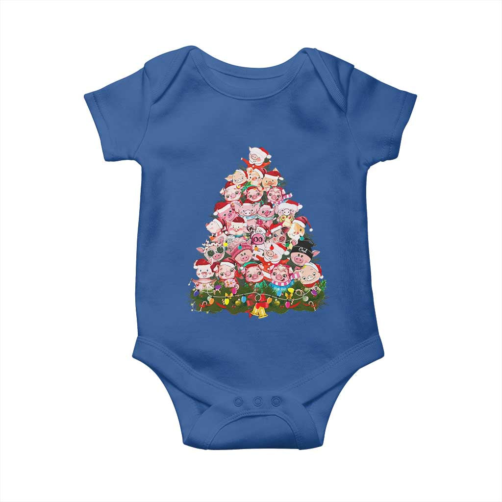 Cute Pink Pigs Christmas Tree Baby Onesie Funny Farmer Xmas Lights Festive Vibe