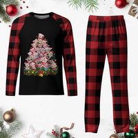 Cute Pink Pigs Christmas Tree Plaid Pajama Set Funny Farmer Xmas Lights Festive Vibe - Wonder Print Shop
