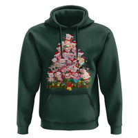Cute Pink Pigs Christmas Tree Hoodie Funny Farmer Xmas Lights Festive Vibe