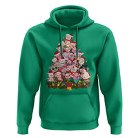 Cute Pink Pigs Christmas Tree Hoodie Funny Farmer Xmas Lights Festive Vibe