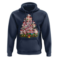 Cute Pink Pigs Christmas Tree Hoodie Funny Farmer Xmas Lights Festive Vibe