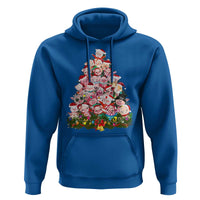 Cute Pink Pigs Christmas Tree Hoodie Funny Farmer Xmas Lights Festive Vibe