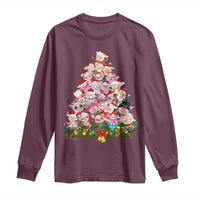 Cute Pink Pigs Christmas Tree Long Sleeve Shirt Funny Farmer Xmas Lights Festive Vibe