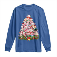 Cute Pink Pigs Christmas Tree Long Sleeve Shirt Funny Farmer Xmas Lights Festive Vibe