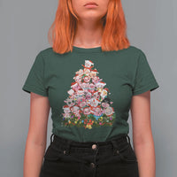 Cute Pink Pigs Christmas Tree T Shirt For Women Funny Farmer Xmas Lights Festive Vibe - Wonder Print Shop