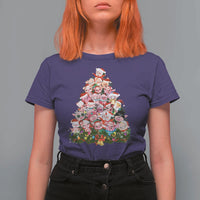 Cute Pink Pigs Christmas Tree T Shirt For Women Funny Farmer Xmas Lights Festive Vibe - Wonder Print Shop
