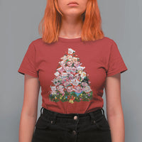Cute Pink Pigs Christmas Tree T Shirt For Women Funny Farmer Xmas Lights Festive Vibe - Wonder Print Shop