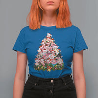 Cute Pink Pigs Christmas Tree T Shirt For Women Funny Farmer Xmas Lights Festive Vibe - Wonder Print Shop