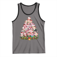 Cute Pink Pigs Christmas Tree Tank Top Funny Farmer Xmas Lights Festive Vibe
