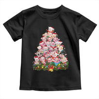 Cute Pink Pigs Christmas Tree Toddler T Shirt Funny Farmer Xmas Lights Festive Vibe
