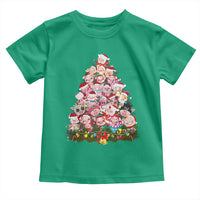 Cute Pink Pigs Christmas Tree Toddler T Shirt Funny Farmer Xmas Lights Festive Vibe
