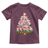 Cute Pink Pigs Christmas Tree Toddler T Shirt Funny Farmer Xmas Lights Festive Vibe