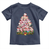 Cute Pink Pigs Christmas Tree Toddler T Shirt Funny Farmer Xmas Lights Festive Vibe