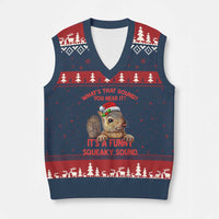 Xmas Squirrel V-Neck Knit Sweater Vest It's A Funny Squeaky Sound Xmas Things - Wonder Print Shop