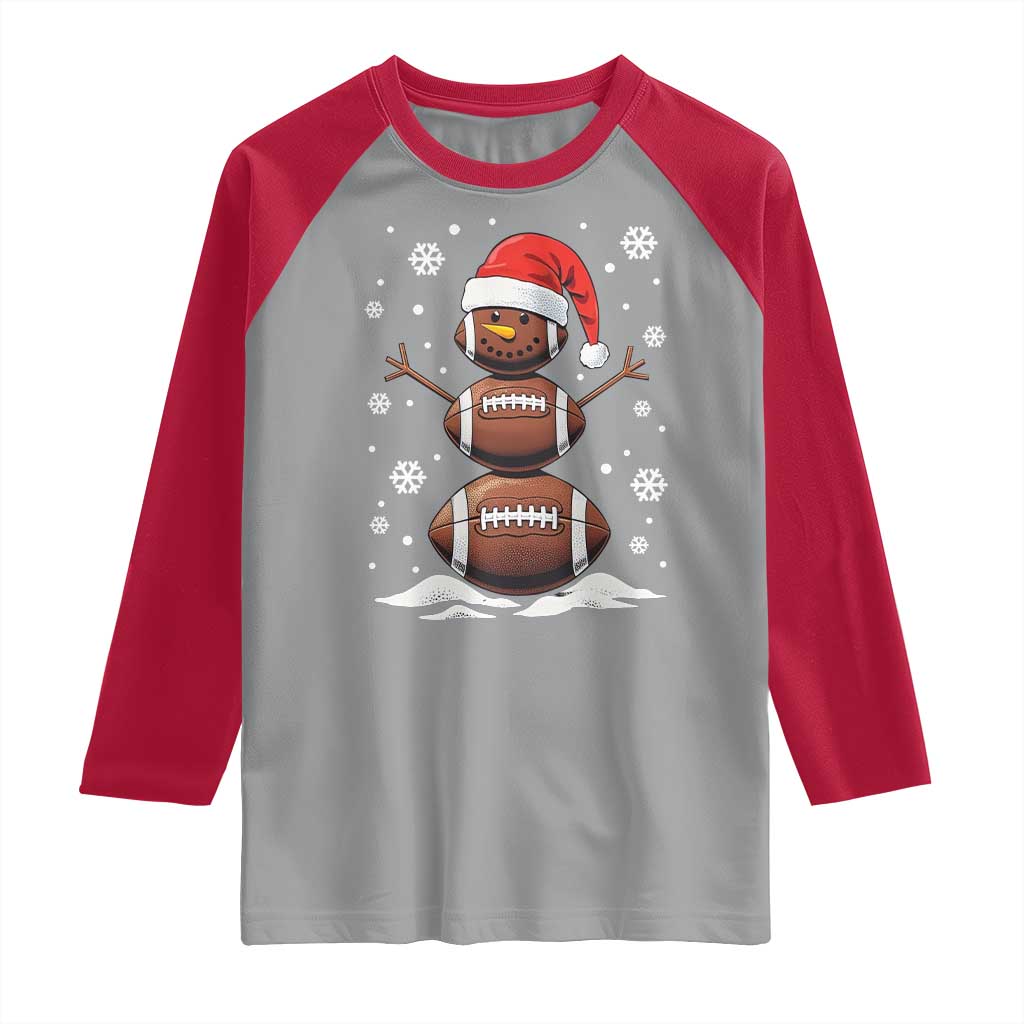 Christmas Football Raglan Shirt Rugby Snowman Xmas Festive Holiday Sports