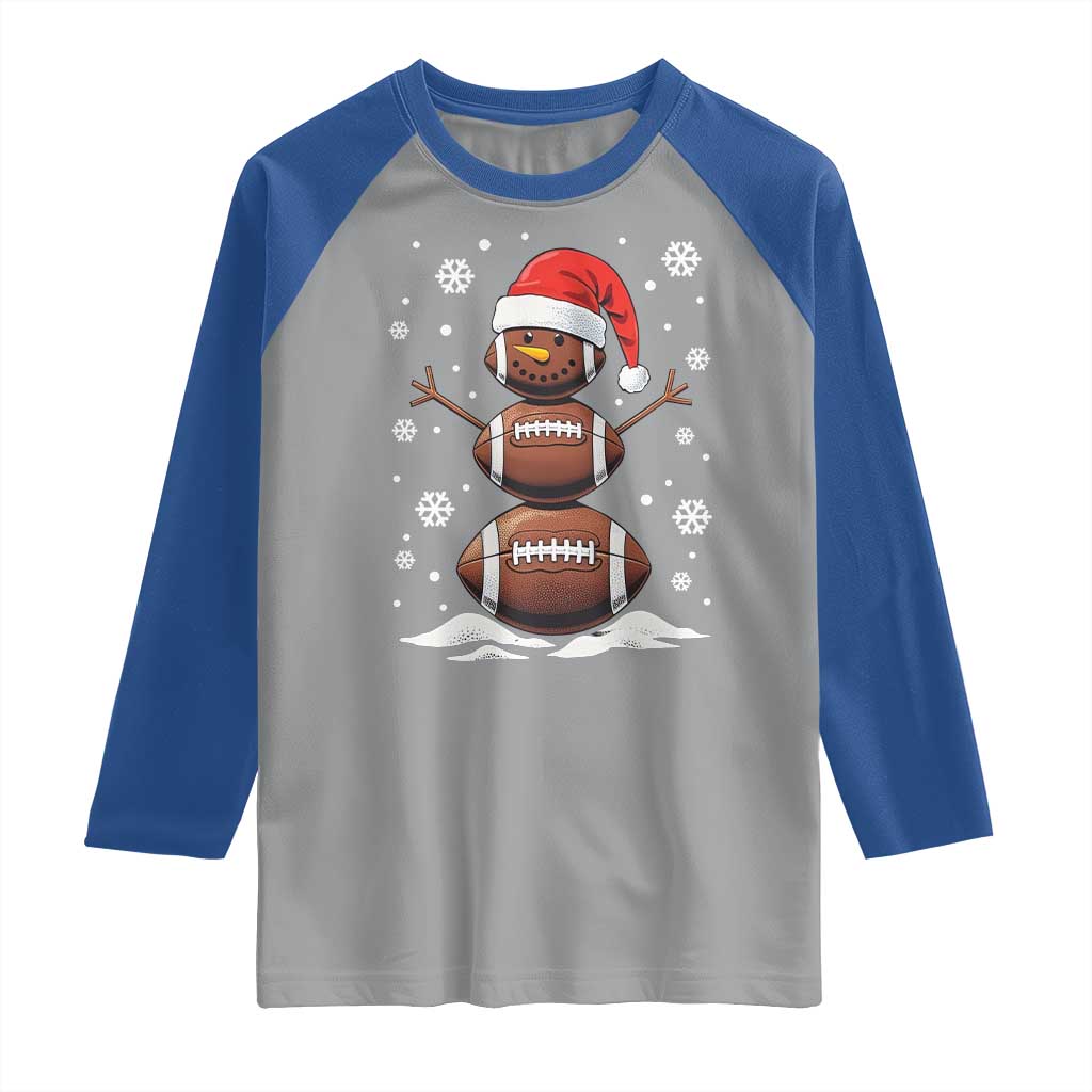Christmas Football Raglan Shirt Rugby Snowman Xmas Festive Holiday Sports