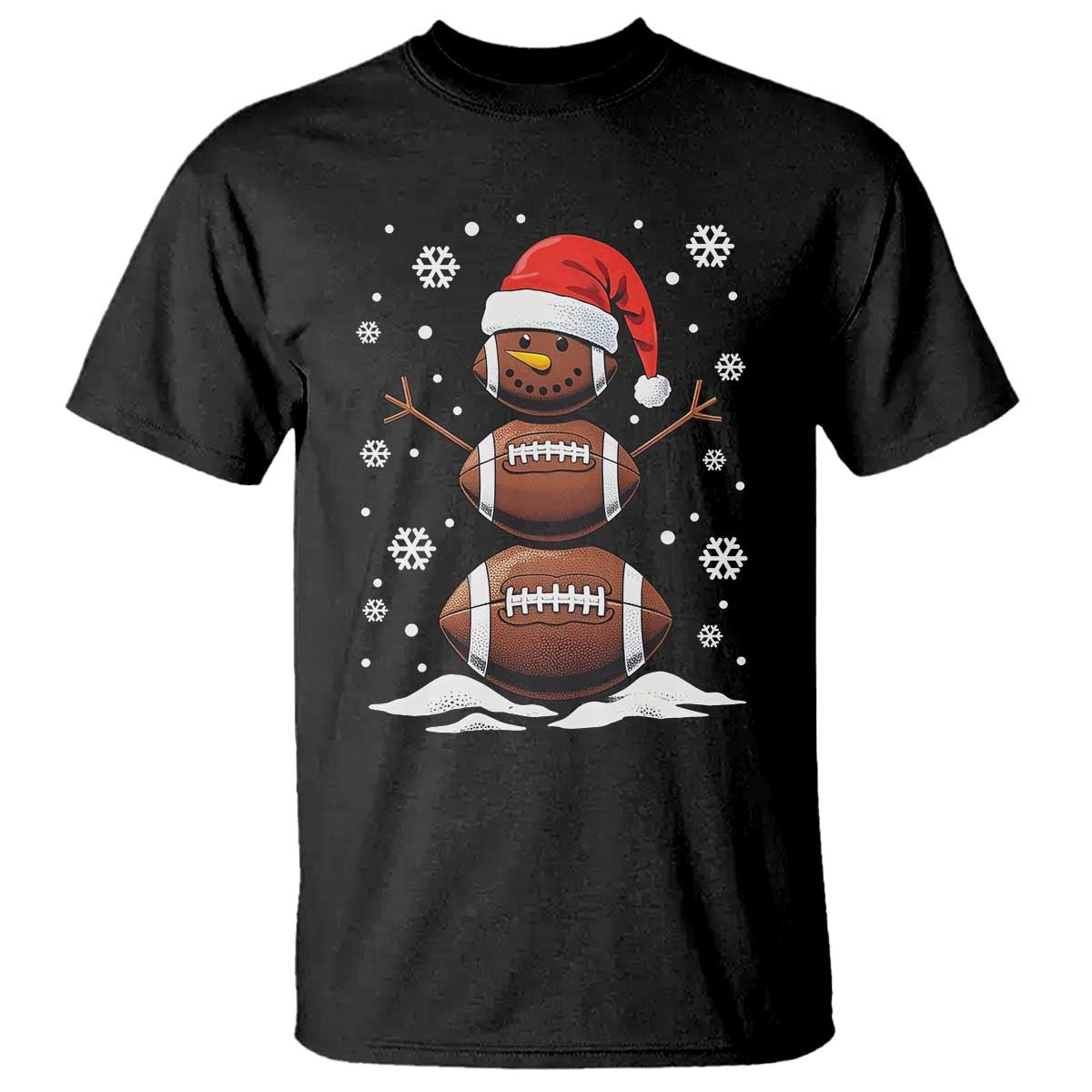 Christmas Football T Shirt Rugby Snowman Xmas Festive Holiday Sports - Wonder Print Shop