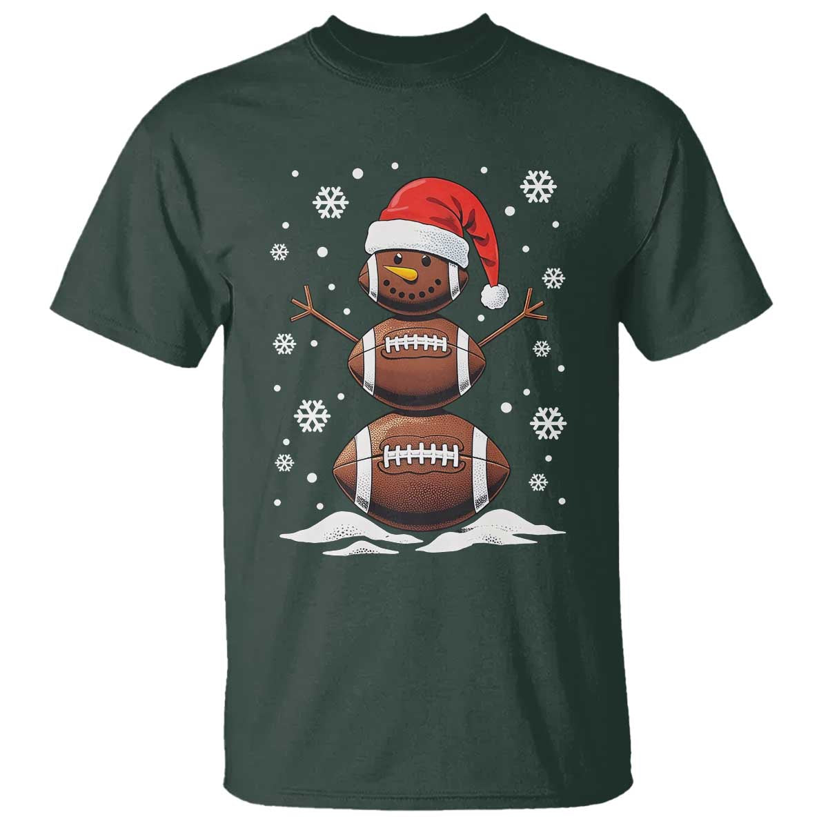 Christmas Football T Shirt Rugby Snowman Xmas Festive Holiday Sports - Wonder Print Shop