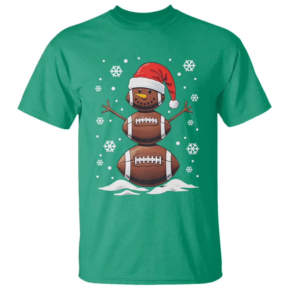 Christmas Football T Shirt Rugby Snowman Xmas Festive Holiday Sports - Wonder Print Shop