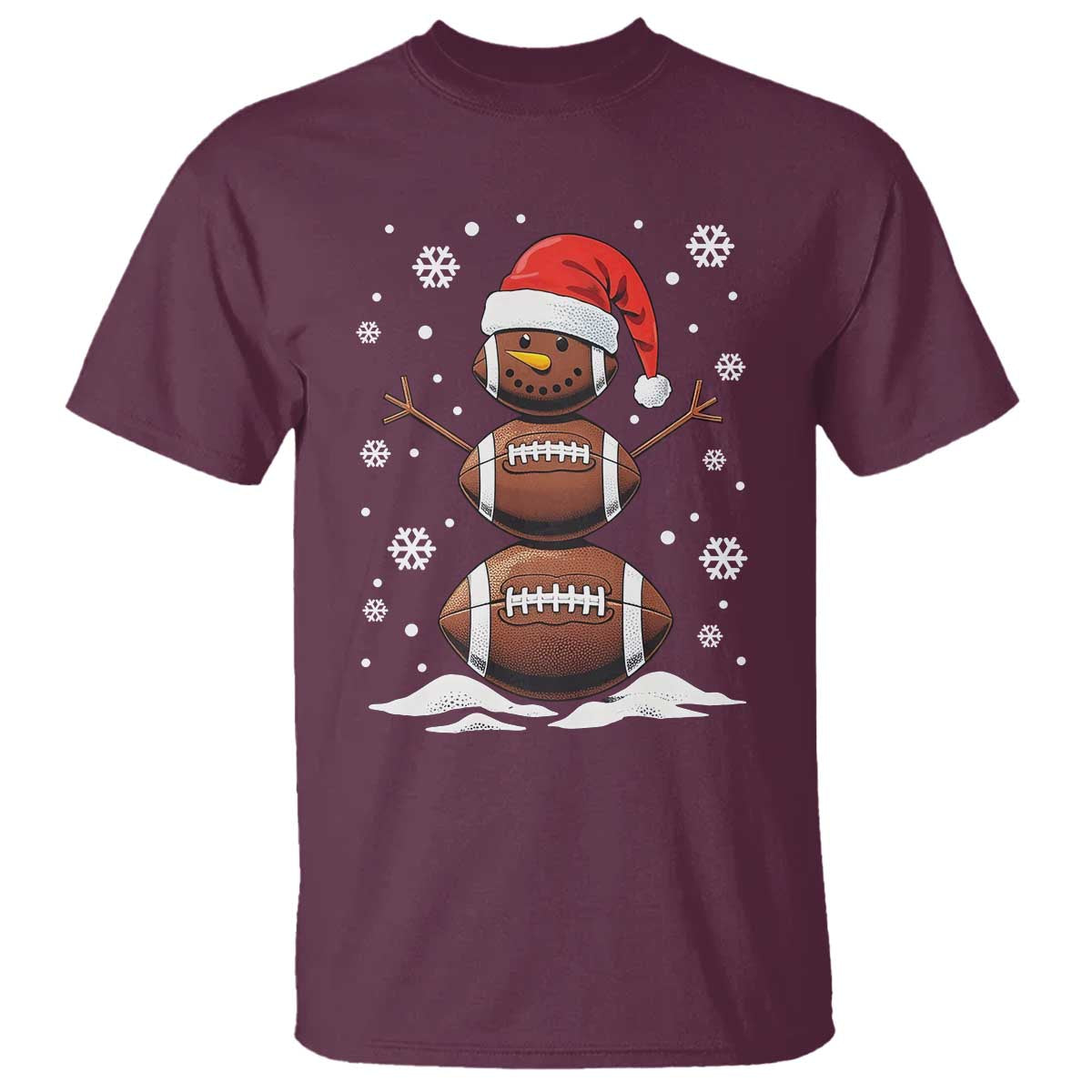 Christmas Football T Shirt Rugby Snowman Xmas Festive Holiday Sports - Wonder Print Shop