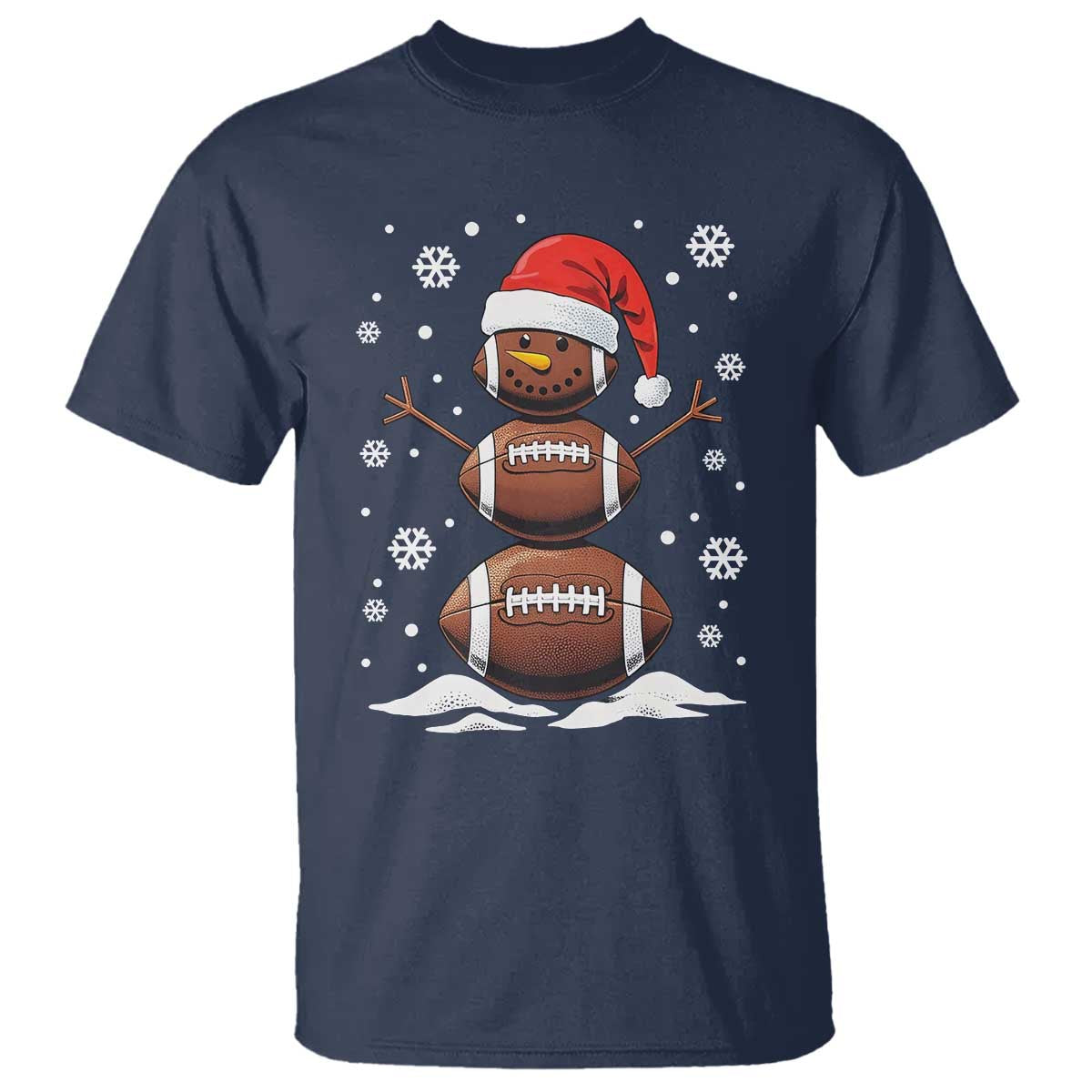 Christmas Football T Shirt Rugby Snowman Xmas Festive Holiday Sports - Wonder Print Shop