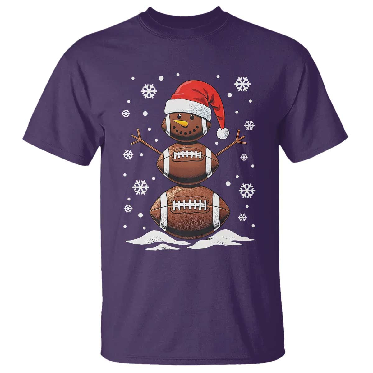 Christmas Football T Shirt Rugby Snowman Xmas Festive Holiday Sports - Wonder Print Shop