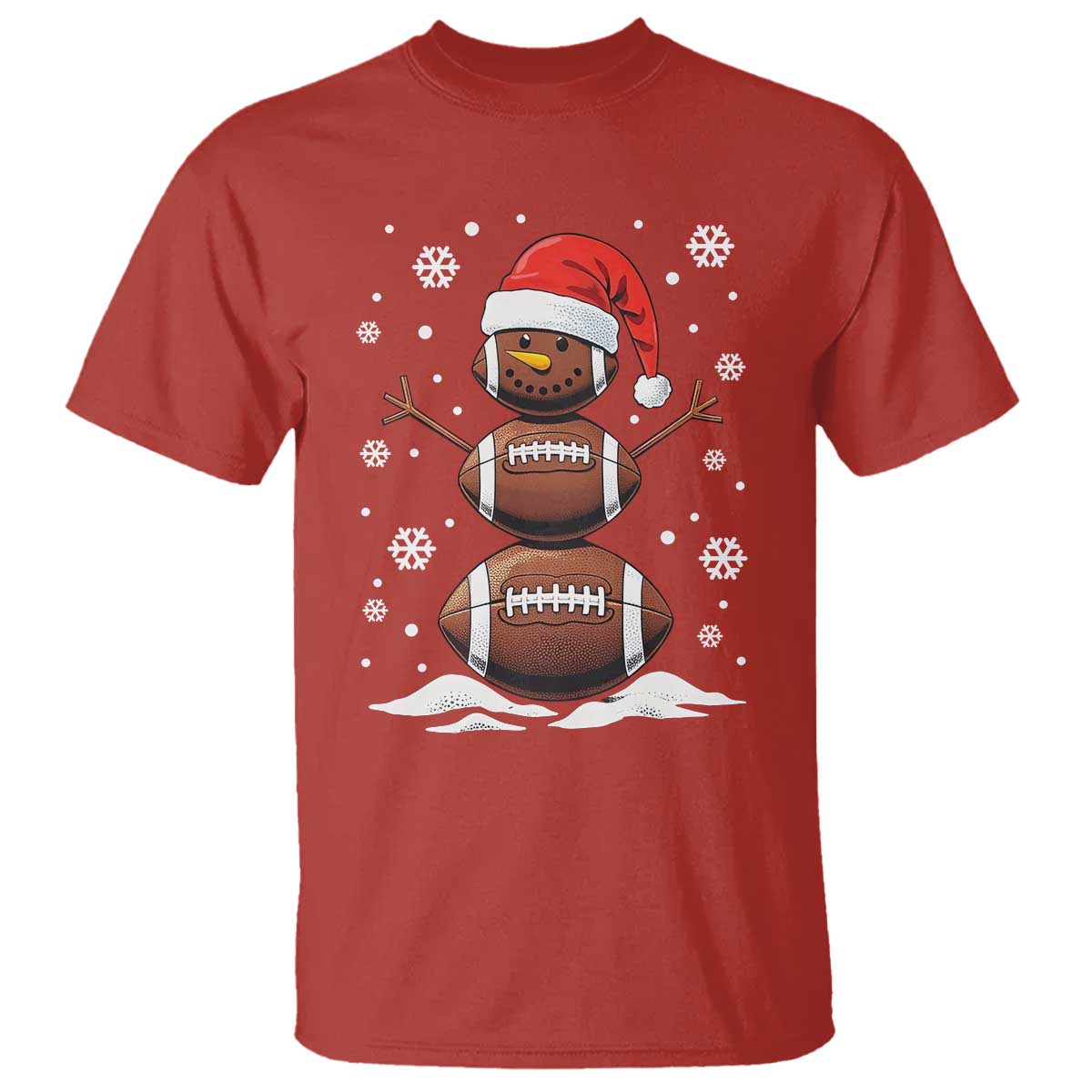 Christmas Football T Shirt Rugby Snowman Xmas Festive Holiday Sports - Wonder Print Shop