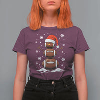 Christmas Football T Shirt For Women Rugby Snowman Xmas Festive Holiday Sports - Wonder Print Shop