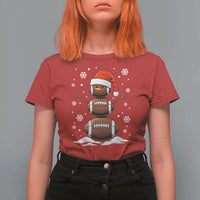 Christmas Football T Shirt For Women Rugby Snowman Xmas Festive Holiday Sports - Wonder Print Shop