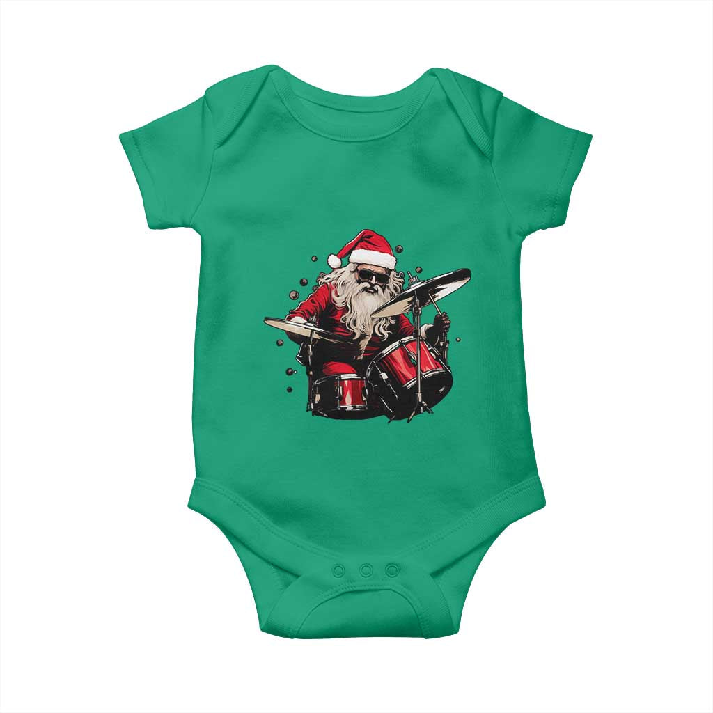 Funny Rock'n Roll Santa Claus Baby Onesie Cool Drummer Festive Christmas