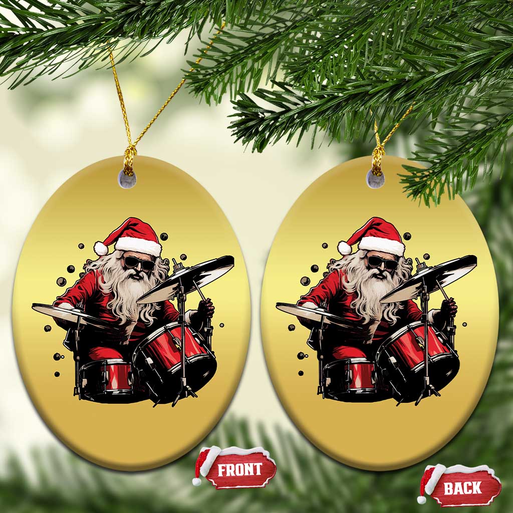 Funny Rock'n Roll Santa Claus Christmas Ornament Cool Drummer Festive Christmas - Wonder Print Shop