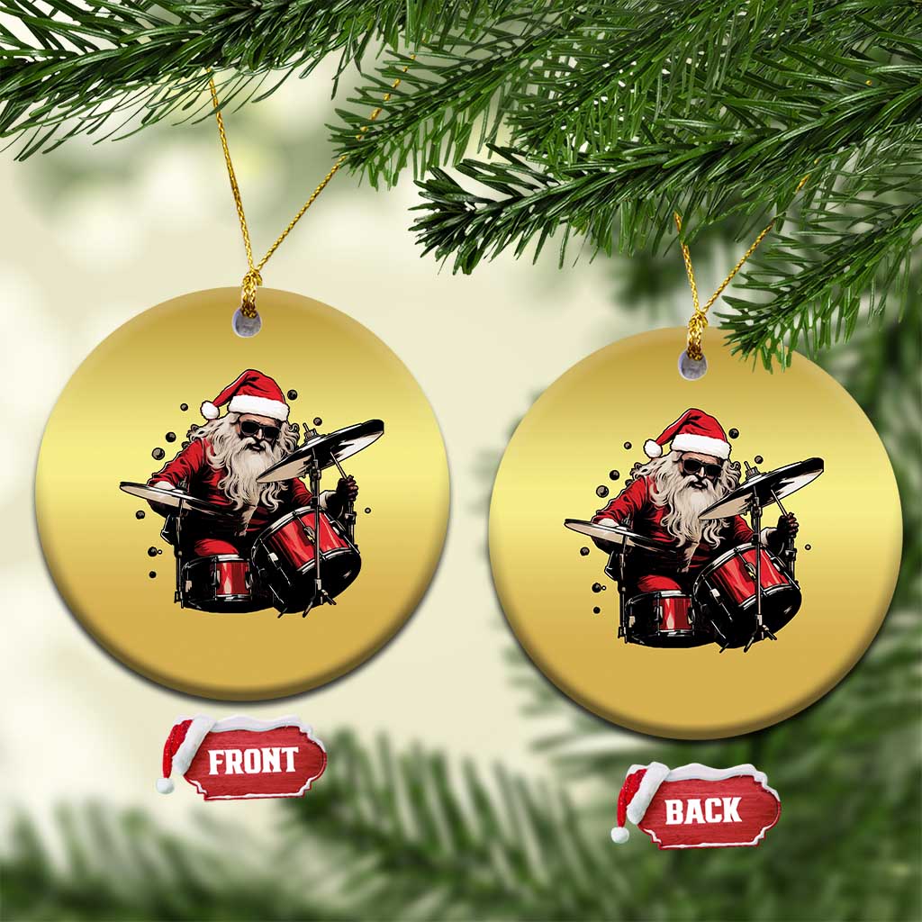Funny Rock'n Roll Santa Claus Christmas Ornament Cool Drummer Festive Christmas - Wonder Print Shop