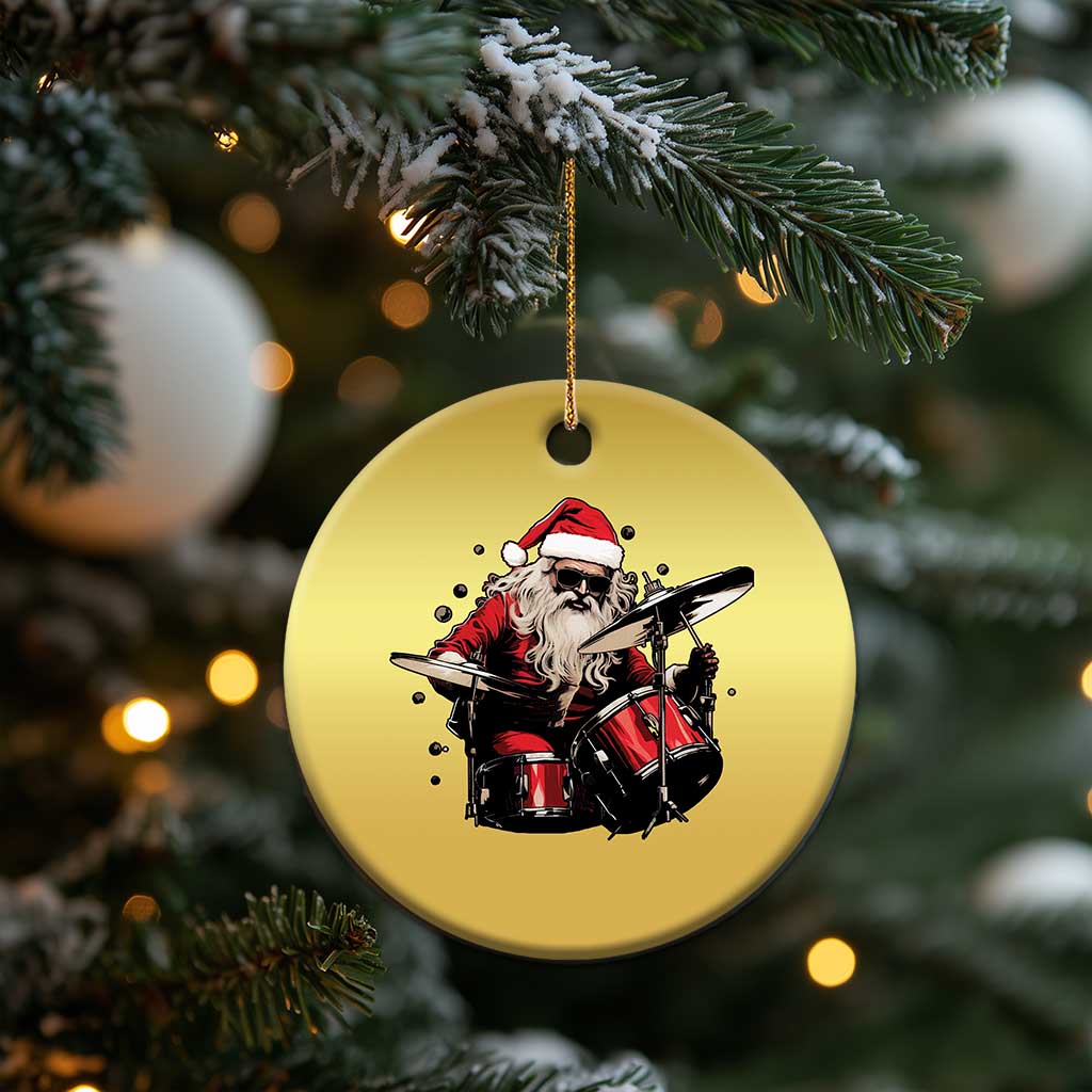 Funny Rock'n Roll Santa Claus Christmas Ornament Cool Drummer Festive Christmas - Wonder Print Shop