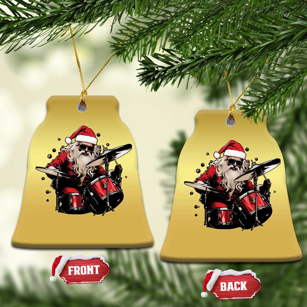 Funny Rock'n Roll Santa Claus Christmas Ornament Cool Drummer Festive Christmas - Wonder Print Shop