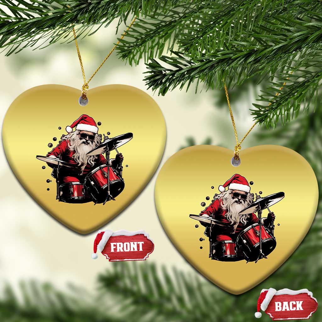 Funny Rock'n Roll Santa Claus Christmas Ornament Cool Drummer Festive Christmas - Wonder Print Shop