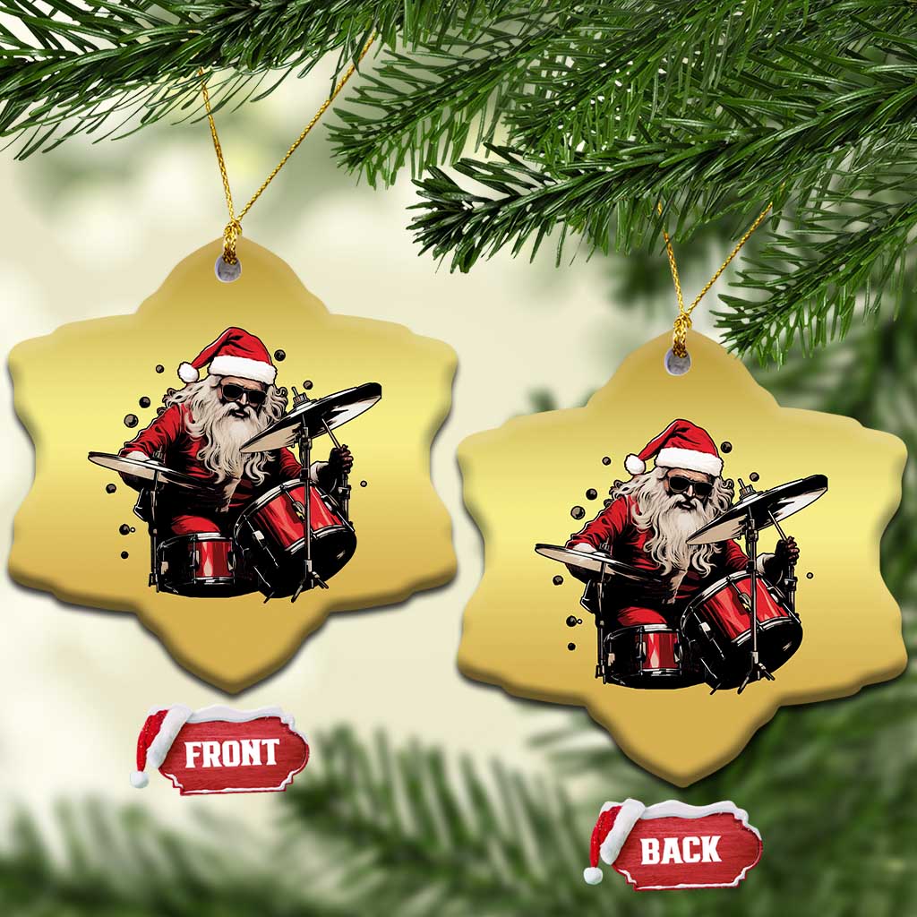 Funny Rock'n Roll Santa Claus Christmas Ornament Cool Drummer Festive Christmas - Wonder Print Shop