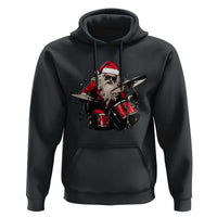 Funny Rock'n Roll Santa Claus Hoodie Cool Drummer Festive Christmas