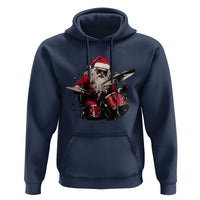 Funny Rock'n Roll Santa Claus Hoodie Cool Drummer Festive Christmas