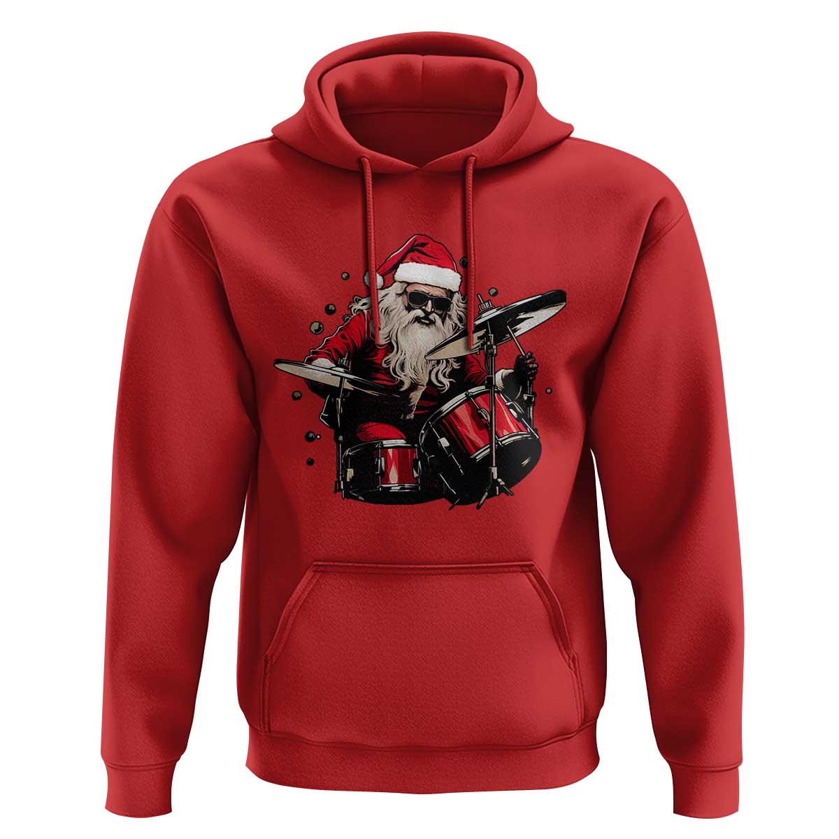 Funny Rock'n Roll Santa Claus Hoodie Cool Drummer Festive Christmas